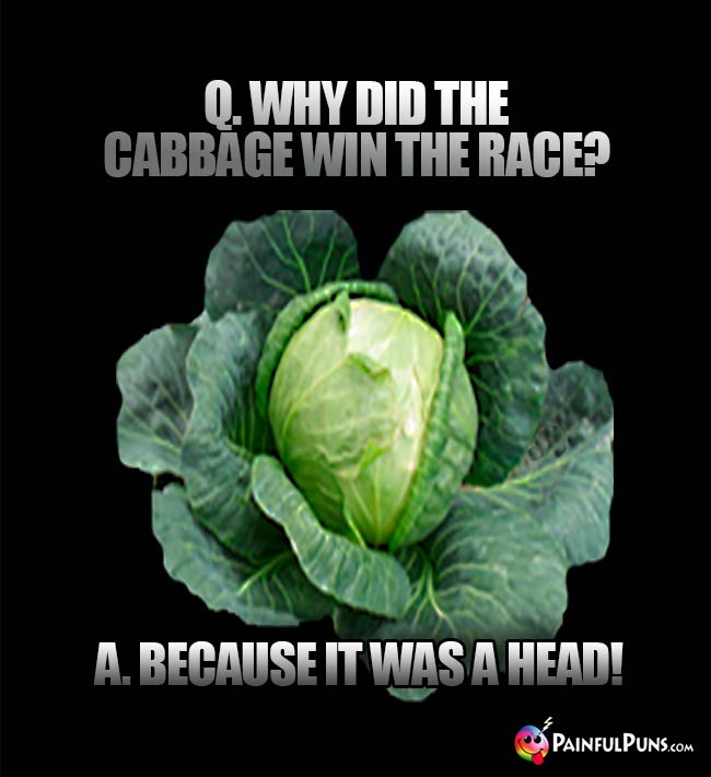 Q. Why did the cabbage win the race? A. Because it was a head!