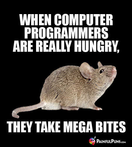 When computer programmers are really hungry, they take mega bites.