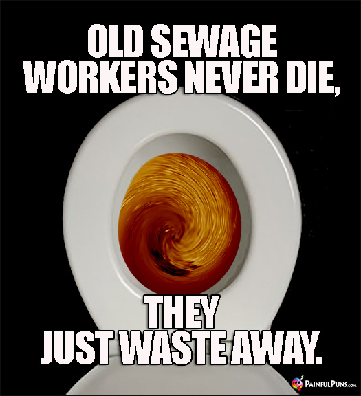 Crappy Pun: Old Sewage Workers Never Die, They Just Waste Away. 