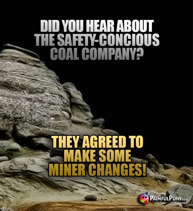 Did you hear about the safety-conscious coal company? They agreeed to make some miner changes!